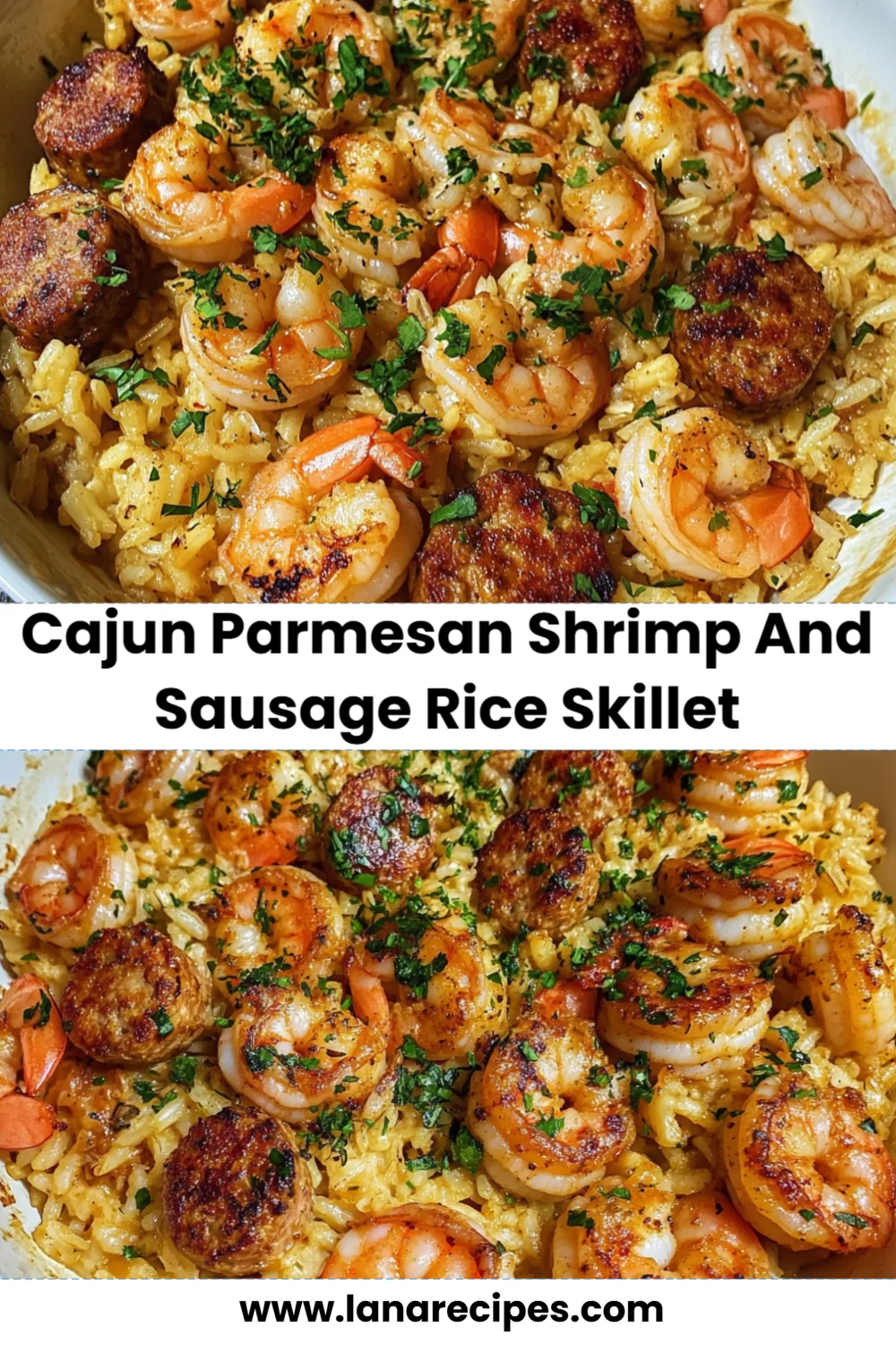 Delicious Cajun Parmesan Shrimp and Sausage Rice Skillet Recipe for a Cozy Dinner!