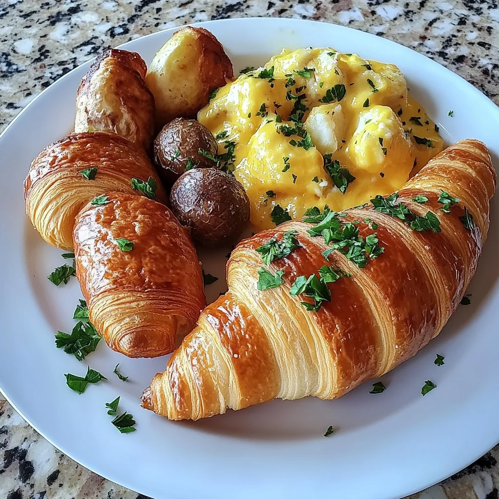 Delicious Croissant Breakfast Plate Recipe