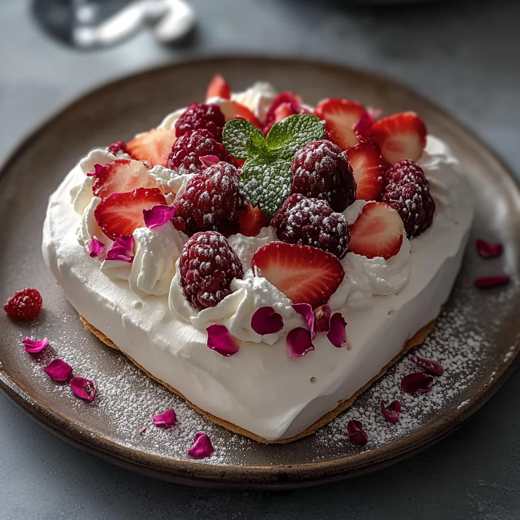 Delightful Roseberry Vanilla Cloud Pavlova Hearts Recipe