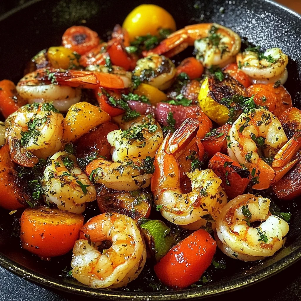 Garlic Herb Shrimp and Roasted Vegetable Skillet Recipe