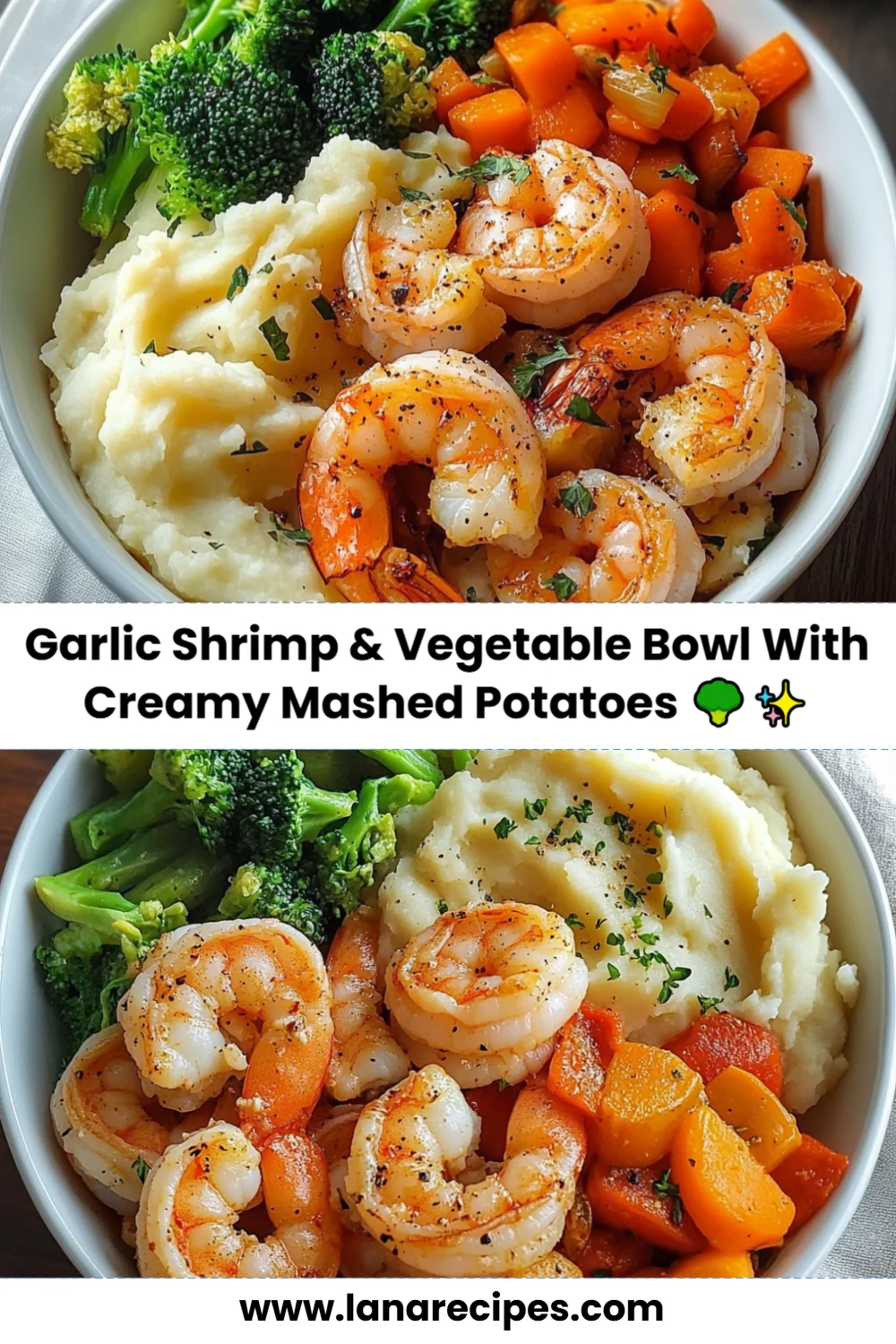 Easy Garlic Shrimp & Vegetable Bowl with Creamy Mashed Potatoes in Just 20 Minutes!