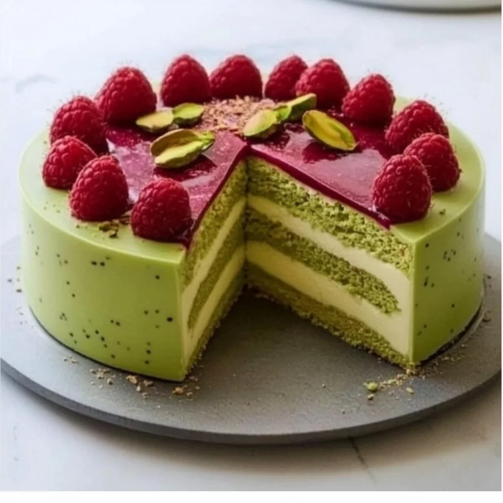 Pistachio &amp; Raspberry Entremet Recipe (Beautifully Layered Dessert)