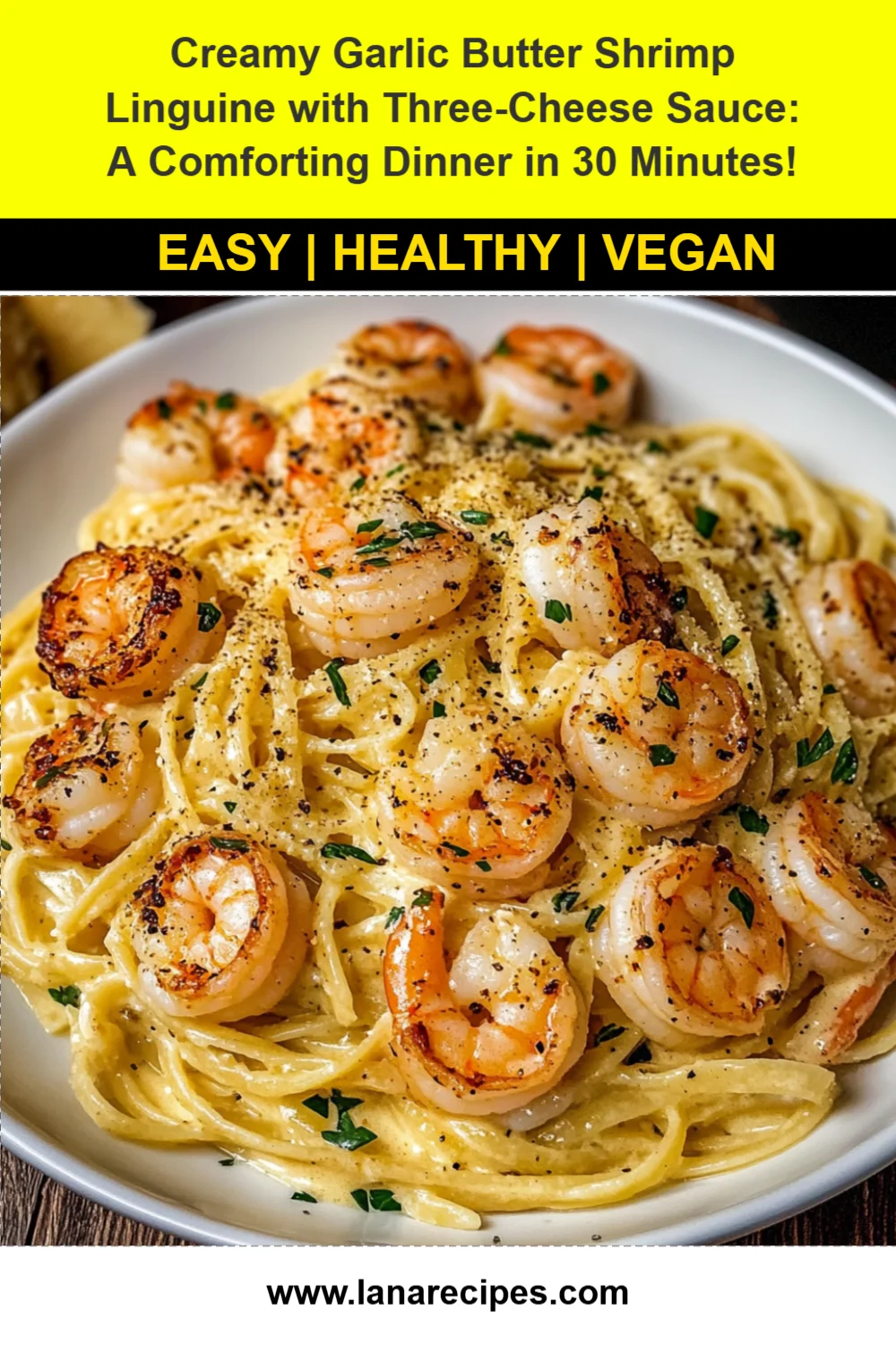 Creamy Garlic Butter Shrimp Linguine with Three-Cheese Sauce: A Comforting Dinner in 30 Minutes!