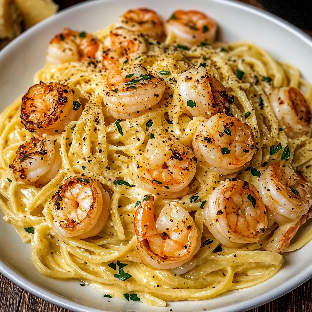 Creamy Garlic Butter Shrimp Linguine Recipe (Three-Cheese Delight!)