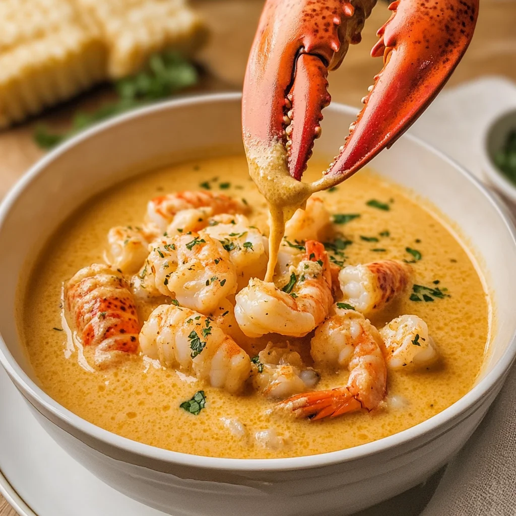 Creamy Lobster, Shrimp &amp; Crab Bisque Recipe