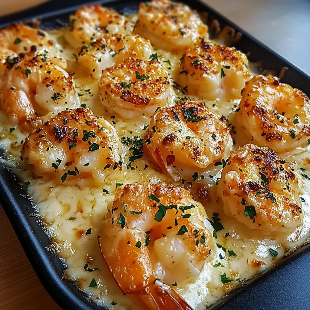 Delicious Cheesy Garlic Butter Shrimp Bake Recipe