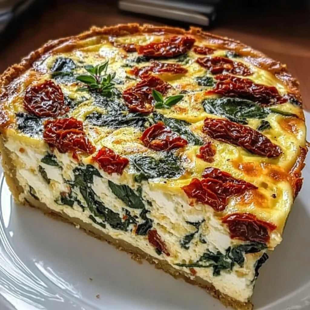 Delicious Crustless Sun-Dried Tomato Quiche Recipe with Spinach and Feta!