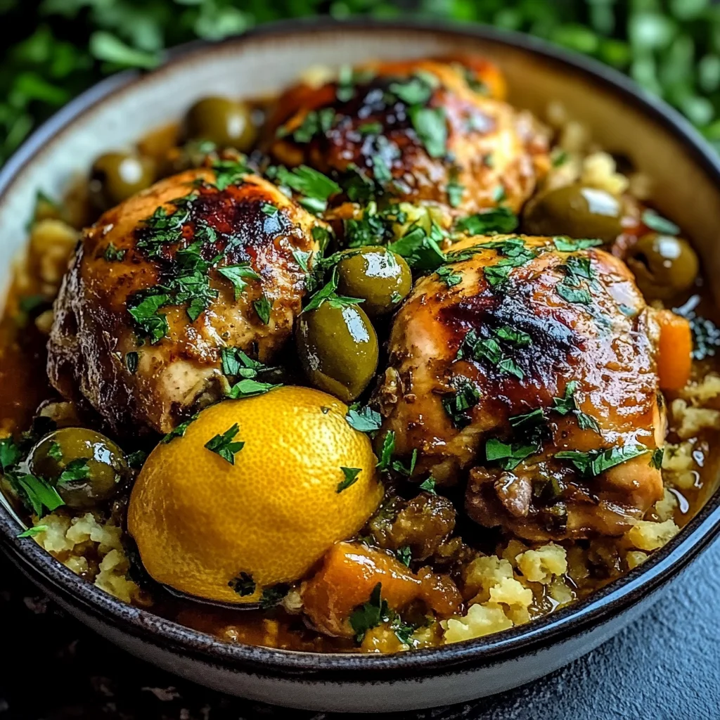 Delicious Slow-Braised Moroccan Chicken Recipe with Preserved Lemon and Olives