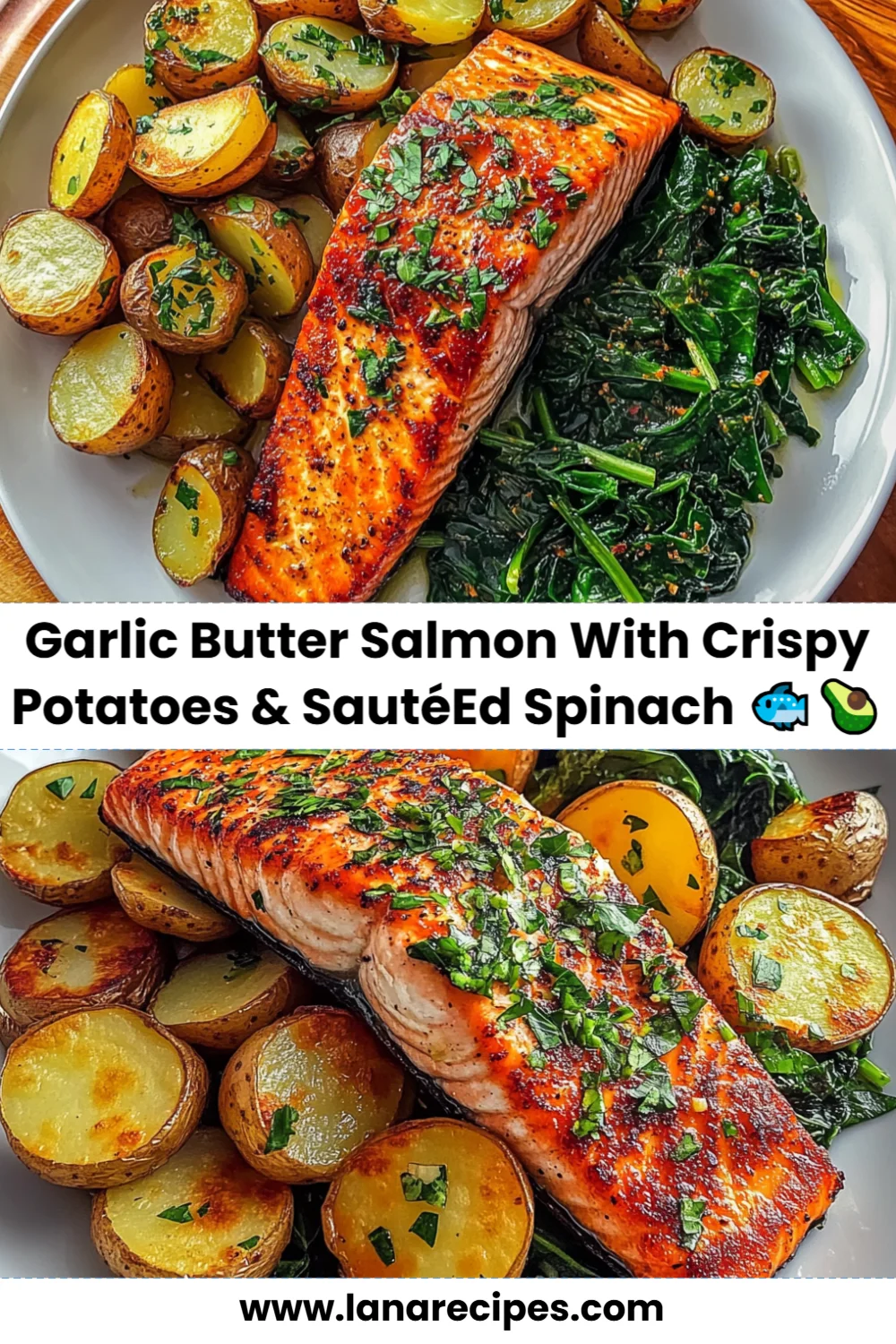Irresistible Garlic Butter Salmon with Crispy Potatoes & Sautéed Spinach Recipe You Must Try!