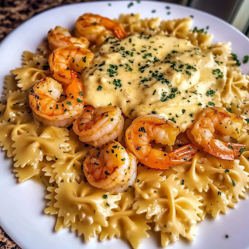 Garlic Ranch Shrimp Farfalle in Parmesan Cheese Sauce Recipe