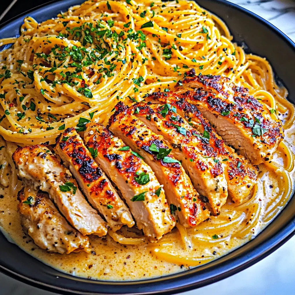 Lemon Garlic Chicken Spaghetti Recipe in Creamy Mozzarella Sauce