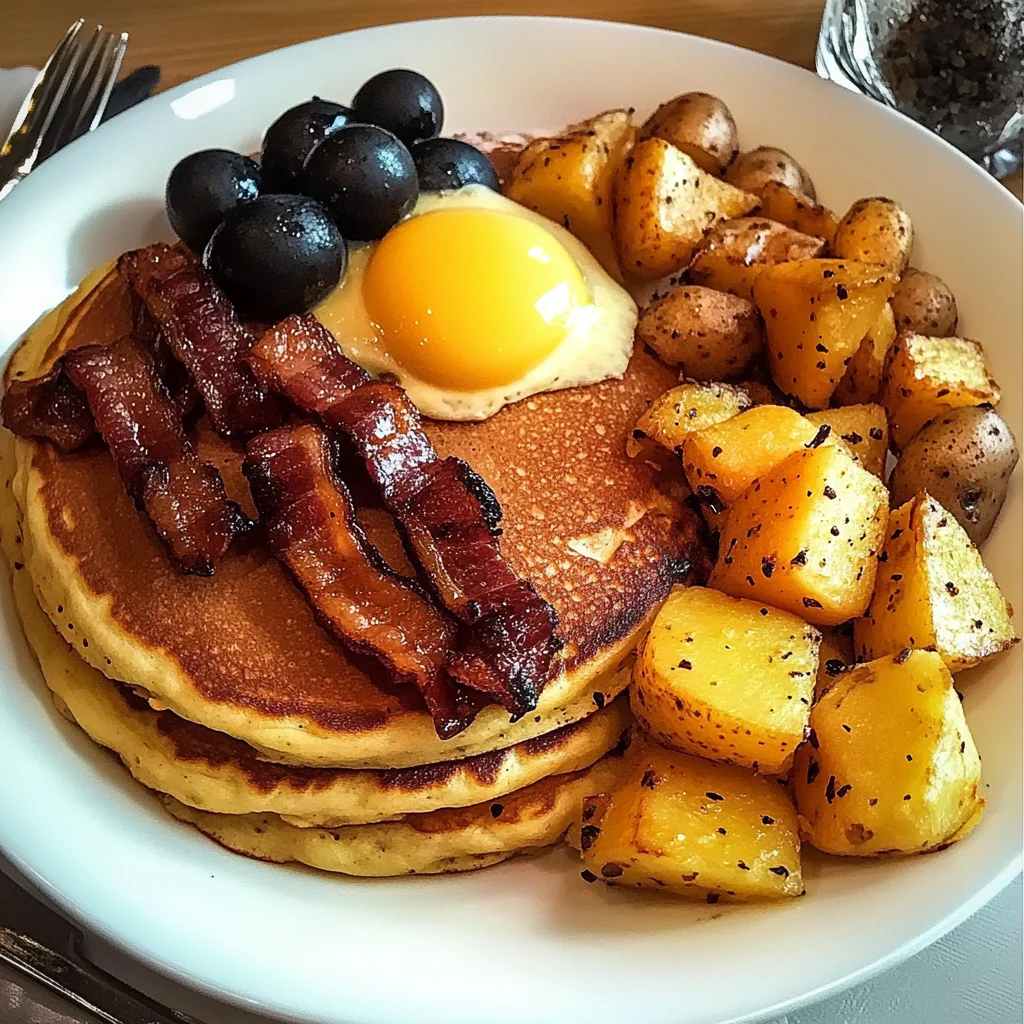 Loaded Pancake Breakfast with Bacon and Potatoes Recipe
