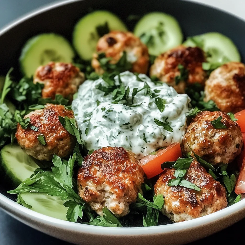 Mediterranean Greek Chicken Meatballs with Creamy Tzatziki Recipe